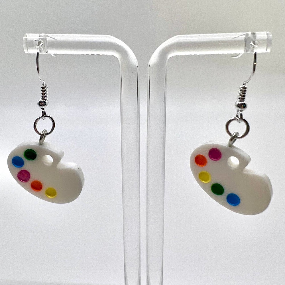 Artist Earrings - Paint Pallet Earrings - Dangle Earrings - Art Teacher Earrings